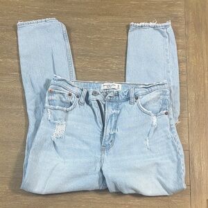 Abercrombie & Fitch Light Blue High-Rise Distressed Jeans